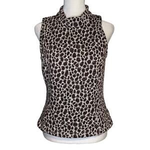 Akemi + Kin Anthropologie cream & maroon pattern sleeveless knit top size S